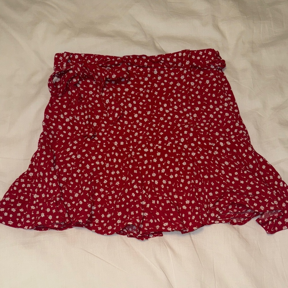 Zara Red Floral Skater Skirk